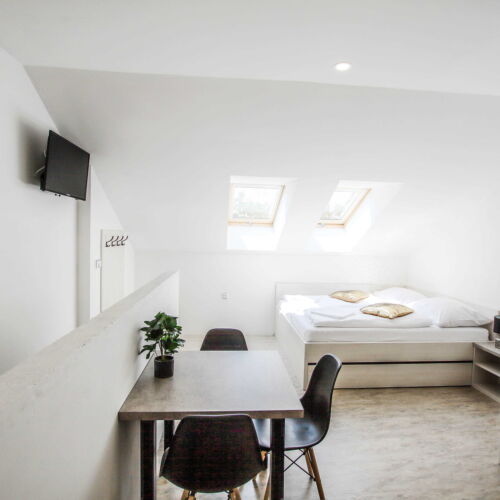 Camera cvadrupla la mansardă (se poate solicita pat suplimentar)