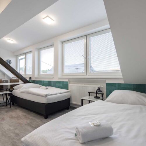 Pokoj se sprchou s privátní koupelnou mimo apartmán pro 2 os. (s možností přistýlky)