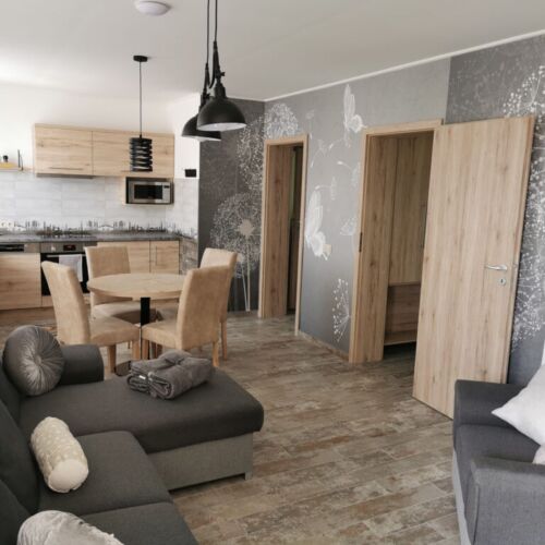 Apartament la parter cu vedere spre parc cu 3 camere pentru 6 pers.