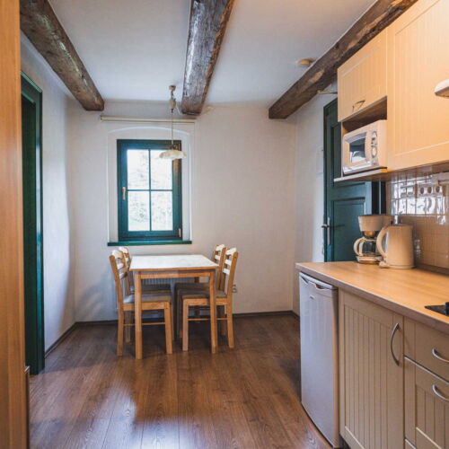 Pokoj se sprchou s vlastní kuchyňkou pro 5 os. (s možností přistýlky)