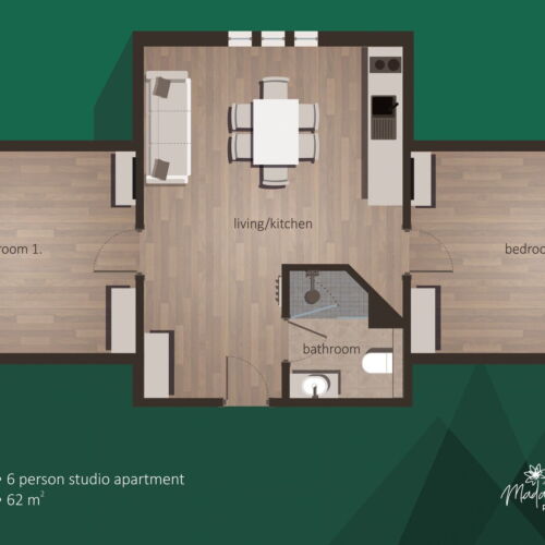 Manzárd  Apartman pro 6 os. se 2 ložnicemi