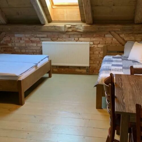 Pokoj se sprchou se společnou kuchyňkou s manželskou postelí (s možností přistýlky)