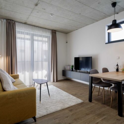 Apartman se sprchou s privátní koupelnou mimo apartmán s manželskou postelí s 1 ložnicí (s možností přistýlky)