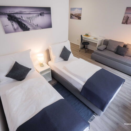 Pokoj se sprchou se společnou kuchyňkou pro 2 os. (s možností přistýlky)