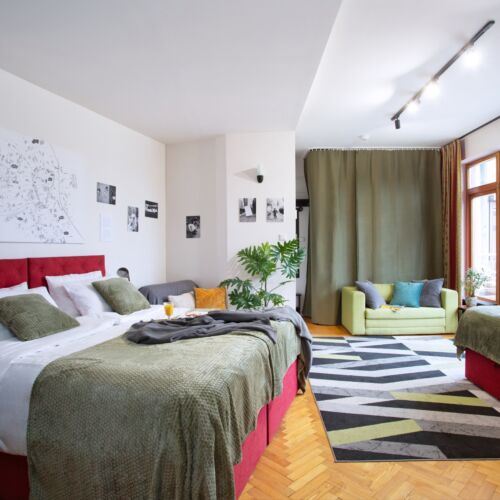 Apartament 3-osobowy z balkonem z widokiem na ogród z 1 pomieszczeniem sypialnianym