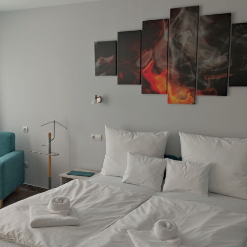 Camera twin la parter cu vedere spre grădină