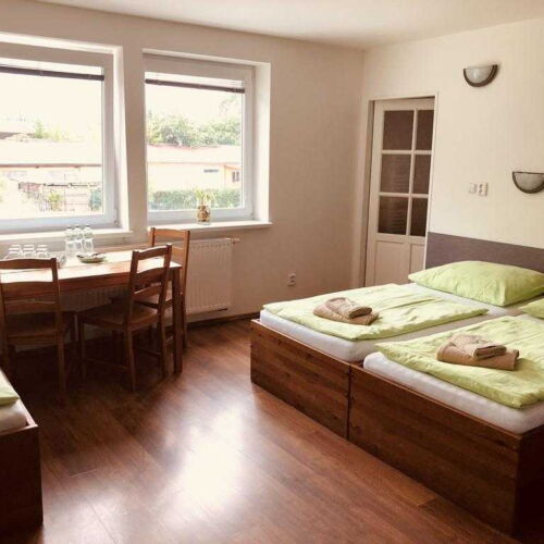 Pokoj se sprchou se společnou kuchyňkou pro 3 os.