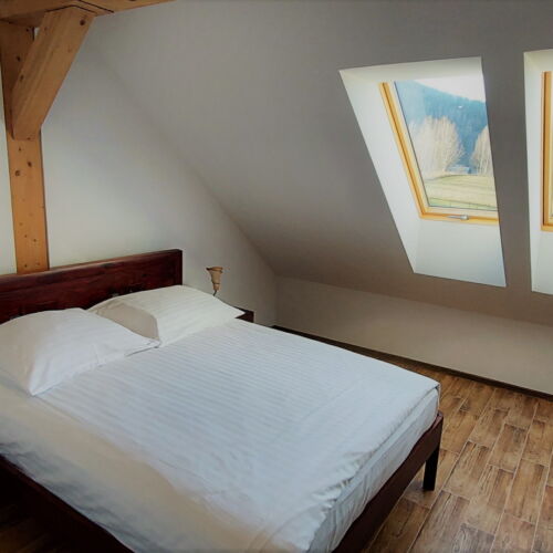 Camera dubla la etaj cu vedere spre grădină