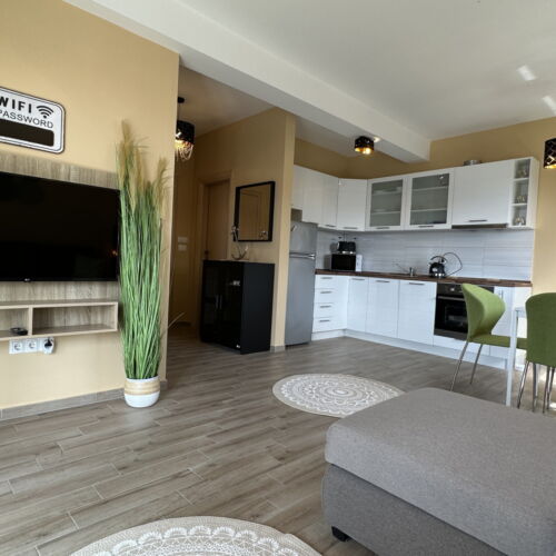 Apartament la parter cu vedere partiala spre mare pentru 4 pers. (se inchirieaza doar integral)