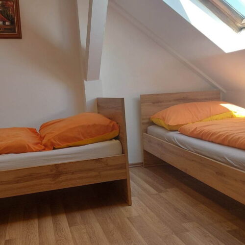 Camera twin la mansarda cu vedere spre oras