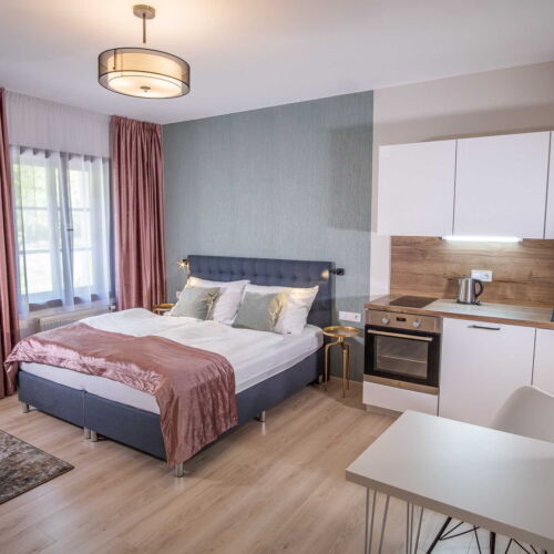 Apartament 2-osobowy z prysznicem z aneksem kuchennym z 1 pomieszczeniem sypialnianym