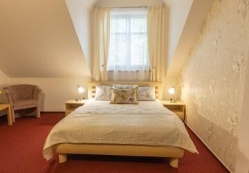 Pokoj se sprchou  s manželskou postelí