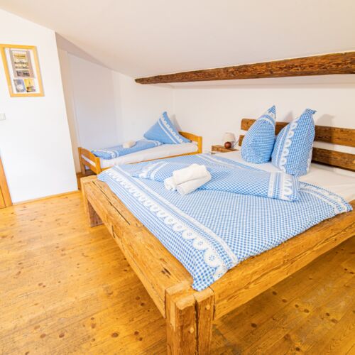 Camera cvadrupla cu duș cu vedere spre curte