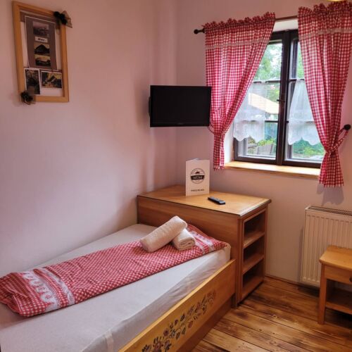 Camera twin cu duș cu vedere spre grădină