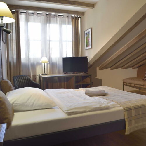 Camera twin la mansardă cu duș (se poate solicita pat suplimentar)