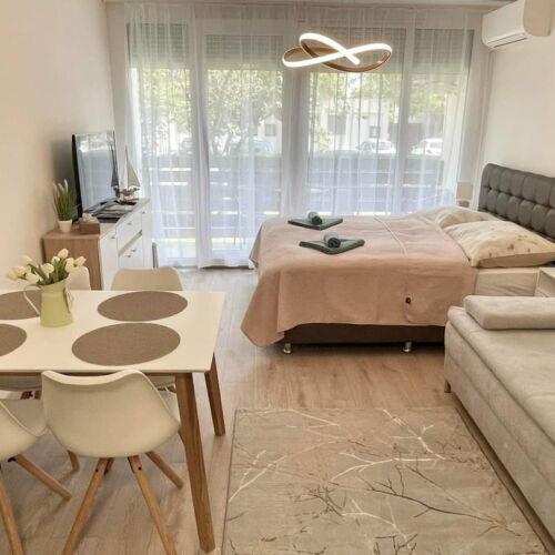 Apartament la parter cu terasă cu 1 camera pentru 4 pers.