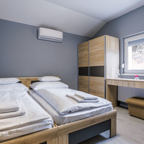 Camera twin la etaj cu vedere spre grădină