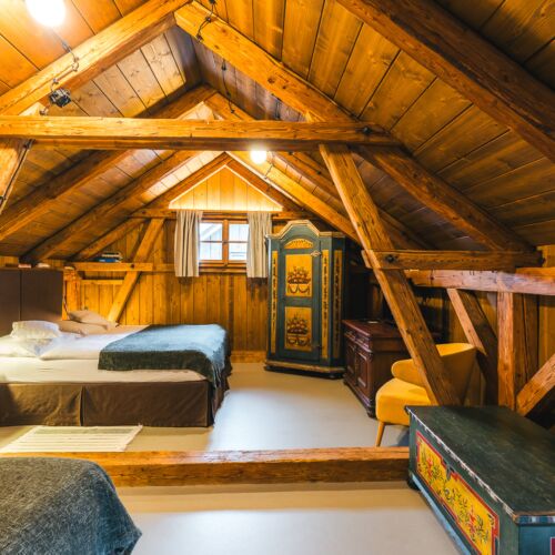 Apartament 4-osobowy na poddaszu z aneksem kuchennym z 1 pomieszczeniem sypialnianym (możliwa dostawka)