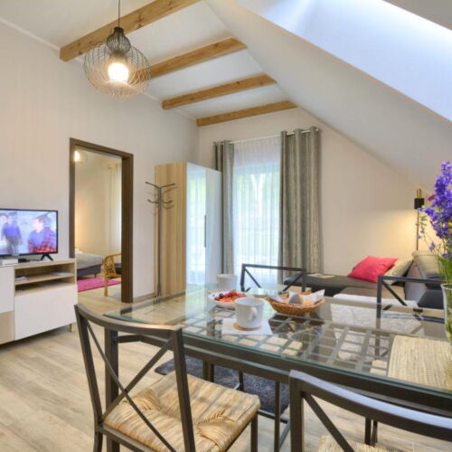 Apartament 4-osobowy z widokiem na las z widokiem na ogród z 2 pomieszczeniami sypialnianymi