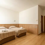Zweibettzimmer mit Klimaanlage und Dusche