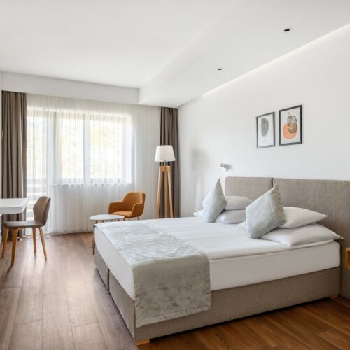 Classic Pokoj s manželskou postelí s výhledem do zahrady