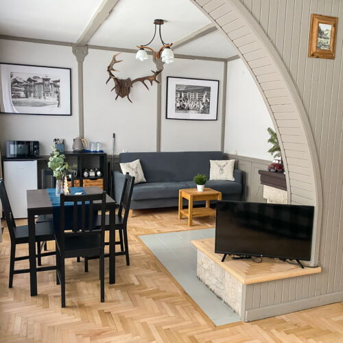 Apartament studio la parter cu 2 camere pentru 4 pers.