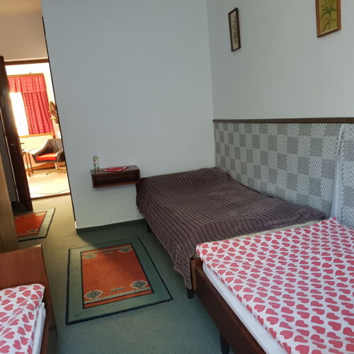 Camera tripla cu vedere spre grădină cu vedere spre curte