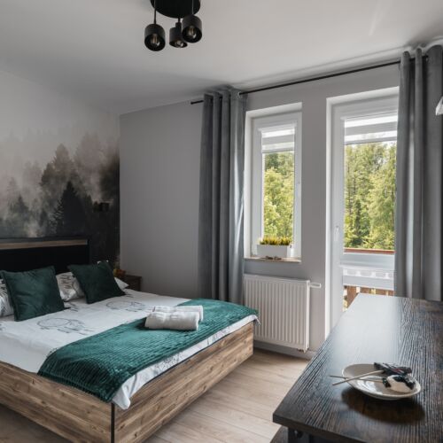 Camera dubla cu balcon cu vedere spre munte