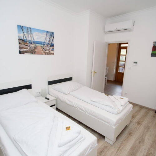 Camera cvadrupla la parter cu vedere spre grădină