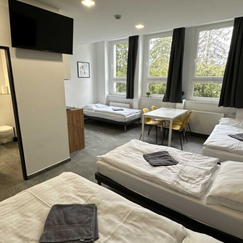 Camera cvadrupla cu duș cu bucătărie proprie