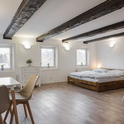 Apartman s vlastní kuchyňkou s privátní koupelnou mimo apartmán pro 2 os.