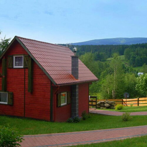 Domek drewniany 7-osobowy z dostępem do ogrodu z widokiem na góry