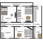 3-Zimmer-Apartment für 7 Personen Gemeinsames Badezimmer mit Eigener Teeküche