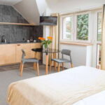 Pokoj s klimatizací s vlastní kuchyňkou s manželskou postelí