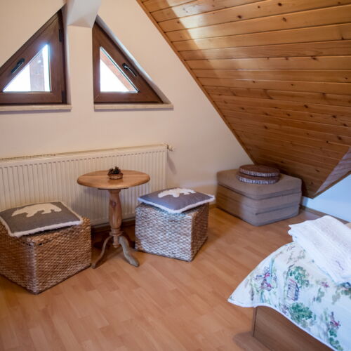 Camera twin la etaj la mansardă