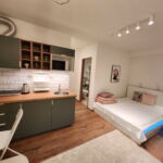 Apartmán s klimatizáciou s vlastnou kuchyňou s manželskou posteľou s 1 spálňou (s možnosťou prístelky)