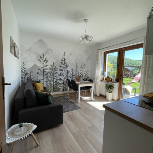 Apartament cu terasă cu vedere spre munte cu 2 camere pentru 4 pers.