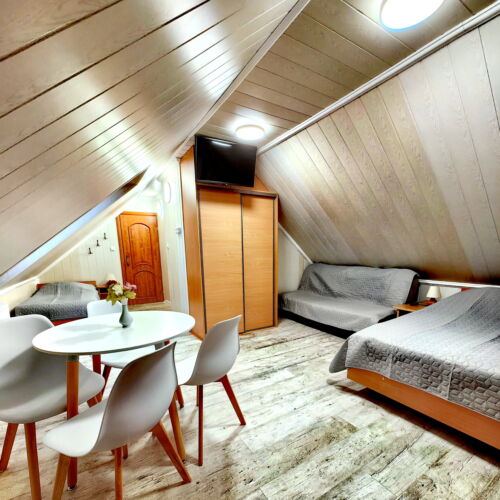 Pokój 4-osobowy z łazienką z widokiem na ogród