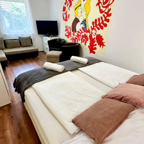 Apartament la parter cu vedere spre curte cu 1 camera pentru 4 pers.