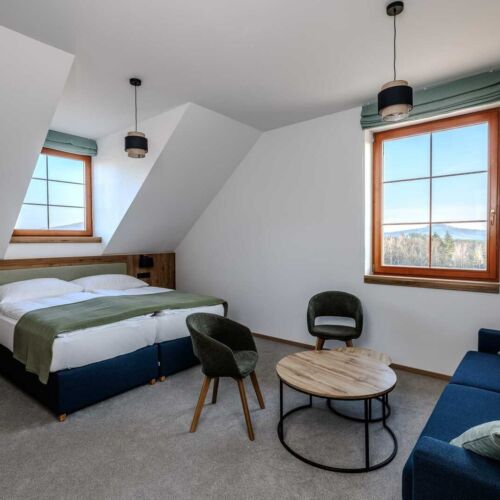 Camera dubla superior cu baie (se poate solicita pat suplimentar)