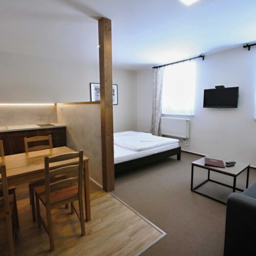 Apartman se sprchou s privátní koupelnou mimo apartmán pro 2 os. (s možností přistýlky)