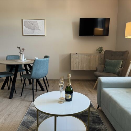 Apartament la etaj cu duș cu 1 camera pentru 3 pers. (se poate solicita pat suplimentar)