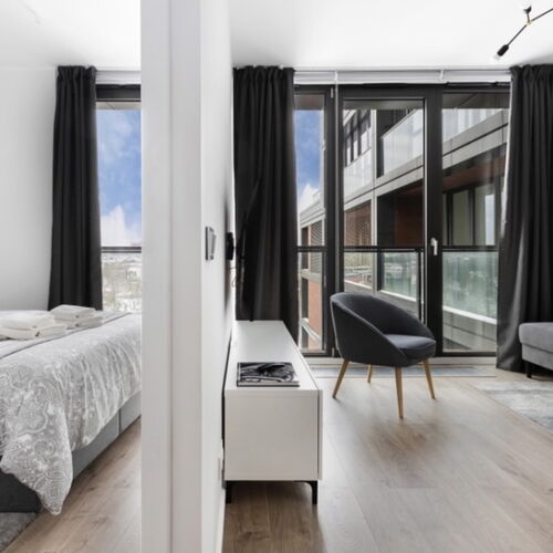 Apartament 4-osobowy na piętrze z widokiem na miasto z 2 pomieszczeniami sypialnianymi