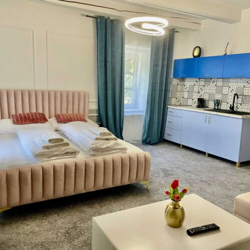 Apartmán so sprchou s vlastnou kuchynkou s manželskou posteľou s 1 spálňou (s možnosťou prístelky)