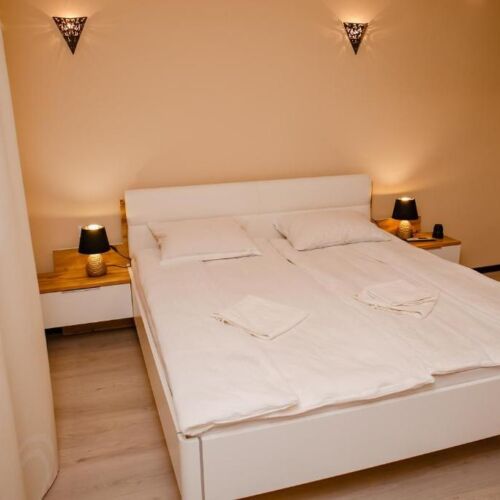 Pokoj s manželskou postelí s výhledem na hory 