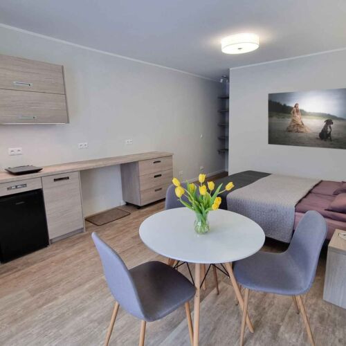 Apartament 2-osobowy połączone z aneksem kuchennym z 1 pomieszczeniem sypialnianym