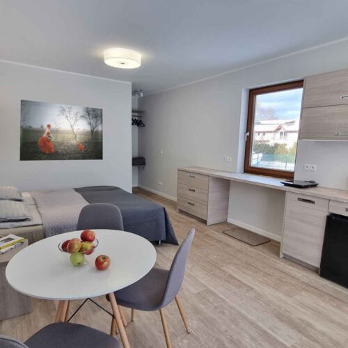 Apartament 2-osobowy połączone z aneksem kuchennym z 1 pomieszczeniem sypialnianym