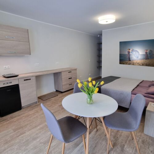 Apartament 2-osobowy z aneksem kuchennym z łazienką z 1 pomieszczeniem sypialnianym