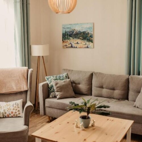 Apartament 4-osobowy na parterze z widokiem na las z 2 pomieszczeniami sypialnianymi