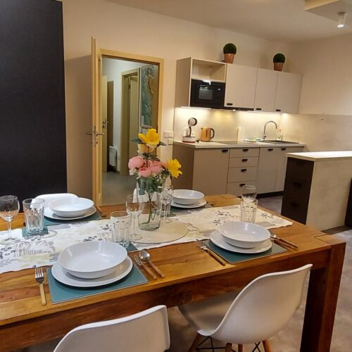 Apartman s terasou pro 4 os. s 1 ložnicí s výhledem na hory